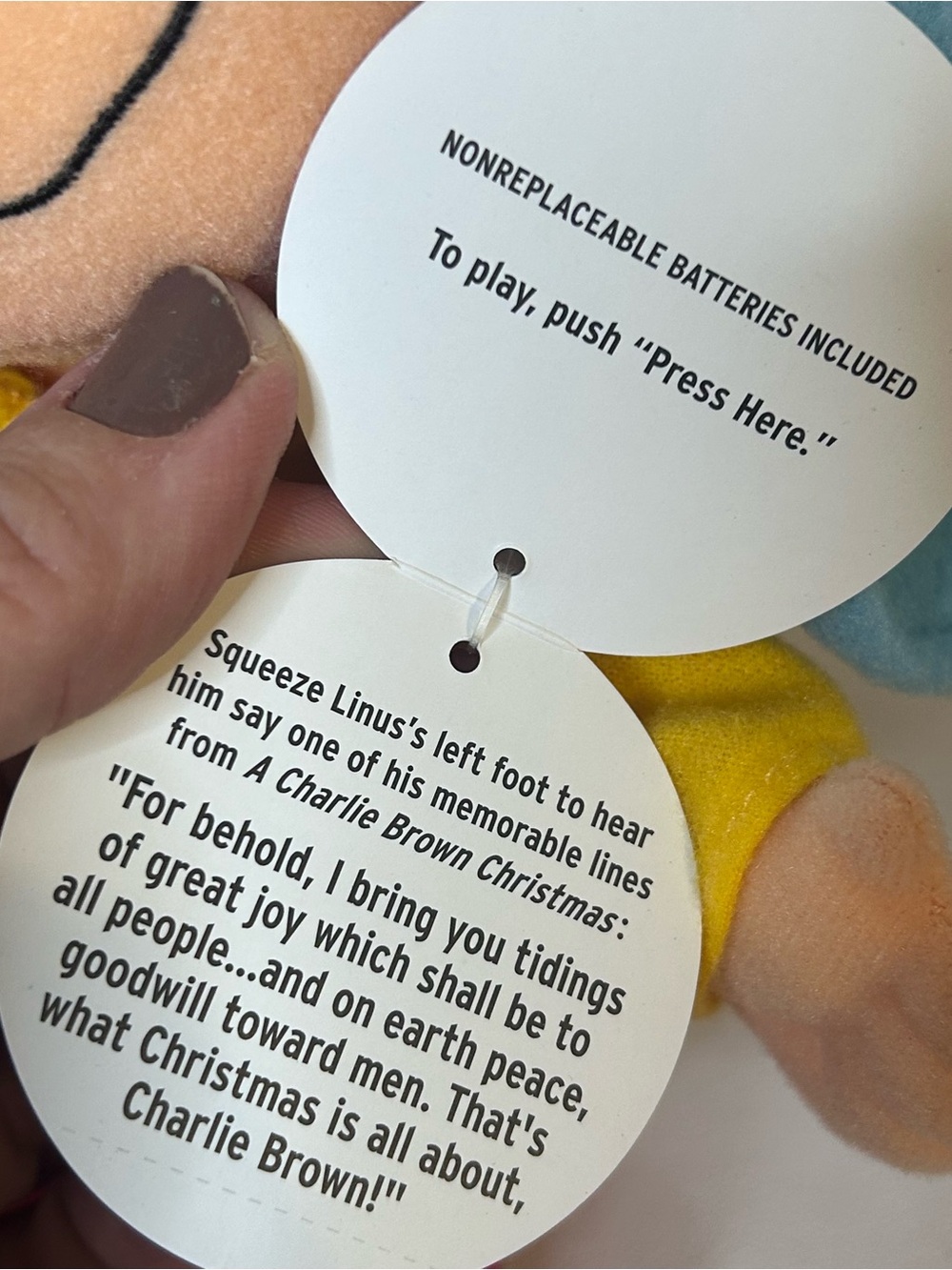 Hallmark Peanuts Linus Shepherd What Christmas Is All About Talking Plush Works - Picture 9 of 10